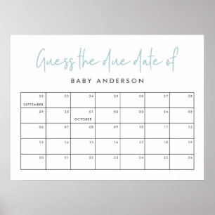 Twin baby shower blue modern typography poster