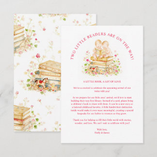 Twin Baby Shower Book Request First Library LPM26 Card
