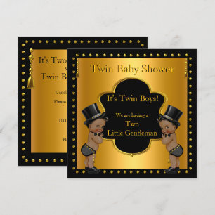 Twin Baby Shower Boys Little Gentleman Ethnic Invitation