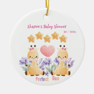 Twin Baby Shower Cute Giraffe Baby Shower Ceramic Tree Decoration