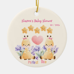 Twin Baby Shower Cute Giraffe Baby Shower Ceramic Tree Decoration