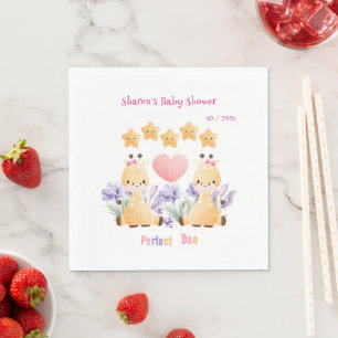 Twin Baby Shower   Cute Giraffe Baby Shower Napkin