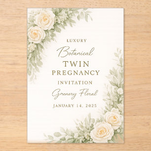 Twin Baby Shower Invitation – Elegant Botanical Fl