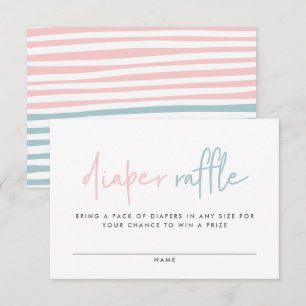 Twin baby shower pink blue modern diaper raffle enclosure card