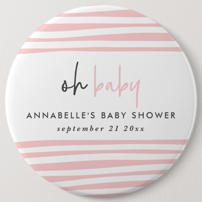 Twin baby shower pink blue modern typography party 6 cm round badge (Front)