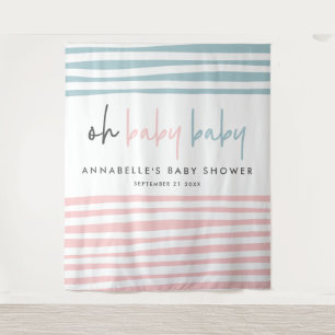 Twin baby shower pink blue modern typography party tapestry