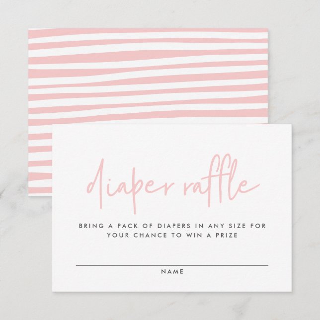 Twin baby shower pink girly modern diaper raffle enclosure card (Front/Back)