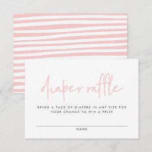 Twin baby shower pink girly modern diaper raffle enclosure card