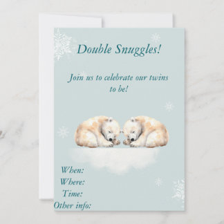 Twin Baby Shower Polar Bear Design Invitation