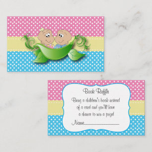 Twin Baby Shower - Two Peas In A Pod Book Raffle Enclosure Card