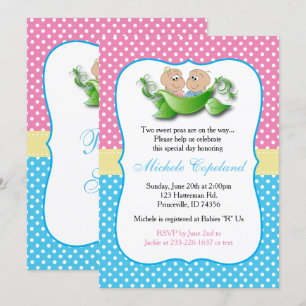 Twin Baby Shower - Two Peas In A Pod Invitation