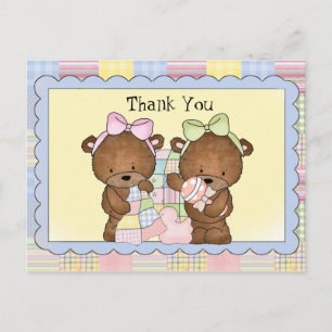 Twin Baby thank you postcard