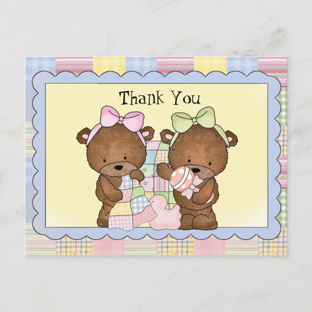 Twin Baby thank you postcard (Front)