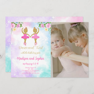 Twin Ballerina Photo Invitation