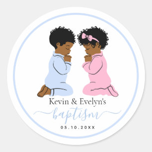 Twin Baptism Sticker – Boy & Girl Praying