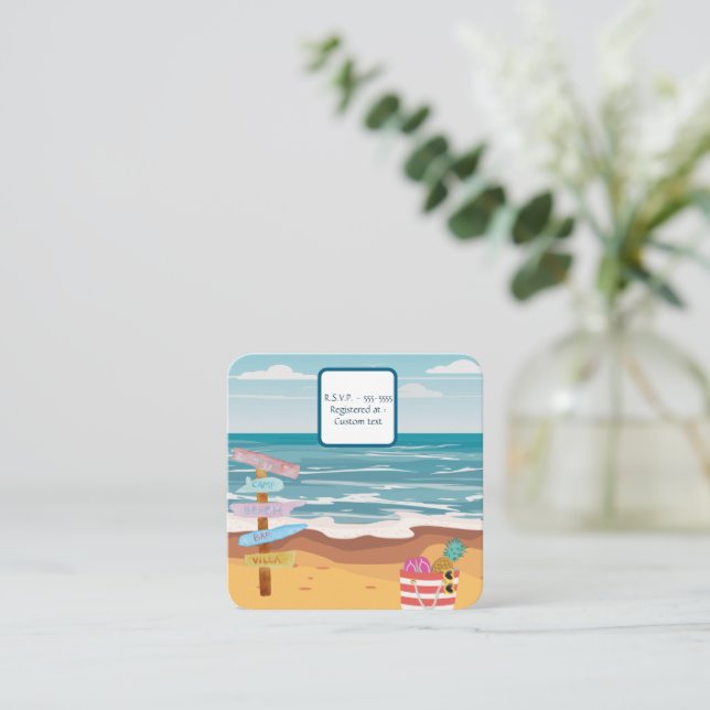 Twin Beach Baby Shower Invitation Enclosure Card (Standing Front)