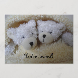 Twin bears baby shower invitation