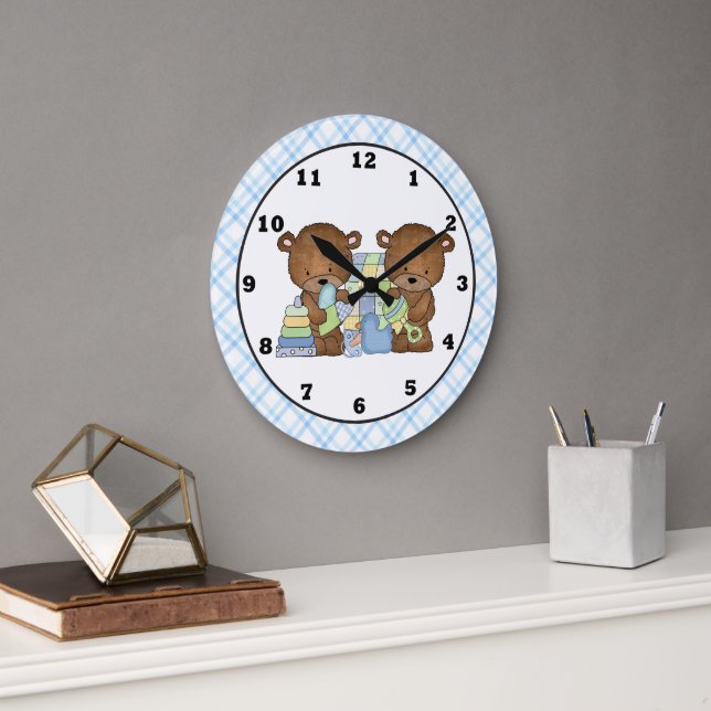 Twin Bears Baby's room wall clock (Office)
