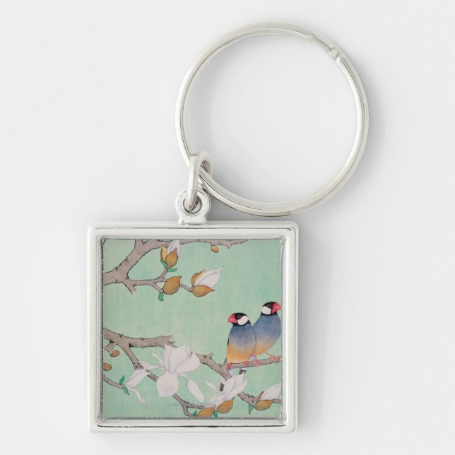 Twin Birds in the Branches Key Ring (Front)