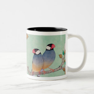 Twin Birds in the Branches Two-Tone Coffee Mug