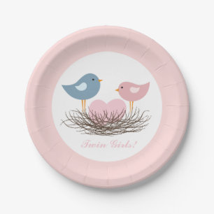 Twin Bird's Nest   Baby Shower Paper Plate