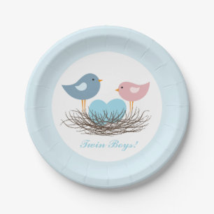 Twin Bird's Nest   Baby Shower Paper Plate