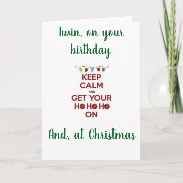 ***TWIN BIRTHDAY** AT ***CHRISTMAS*** HOLIDAY CARD (Front)