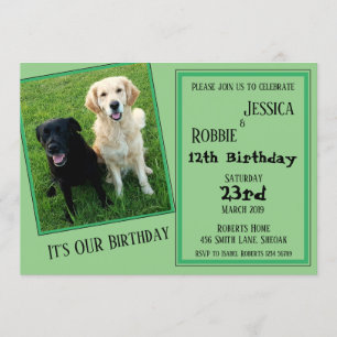 Twin Birthday Labrador Dog Invitation