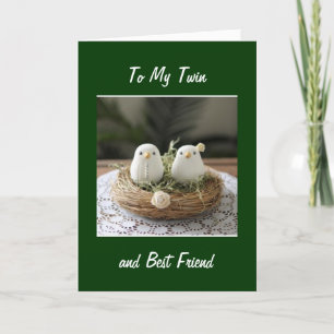 TWIN BIRTHDAY-TWIN BIRDS IN A NEST CARD