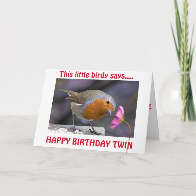 TWIN BIRTHDAY WISHES FROM THIS LITTLE BIRDY CARD (Front)