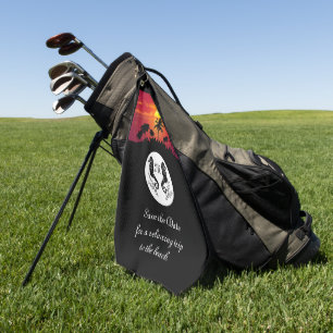 Twin Black Seahorse Silhouette Monogram Photo Golf Towel