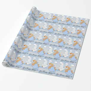 Twin Blonde Boys - Stork Baby Shower Wrapping Pape Wrapping Paper