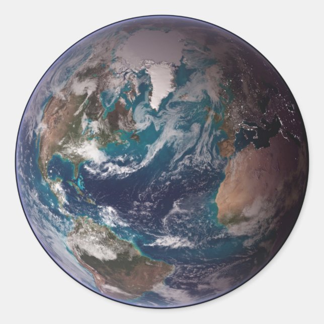 Twin Blue Marbles - West - Planet Earth NASA Image Classic Round Sticker (Front)