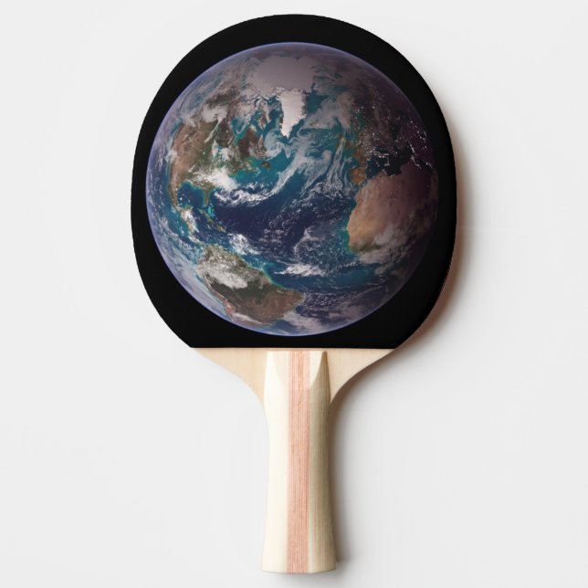 Twin Blue Marbles - West - Planet Earth NASA Image Ping Pong Paddle (Front)
