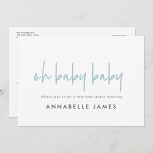 twin blue modern typography contemporary invitation