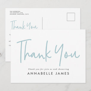 twin blue modern typography stylish thank you invitation