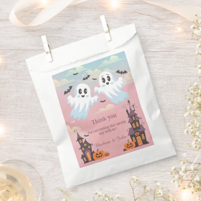 Twin Boo’s Halloween Baby Shower Thank you Favour Bags (Clipped)