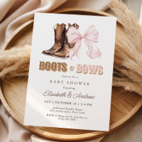 TWIN Boots & Bows Baby Shower Invitation