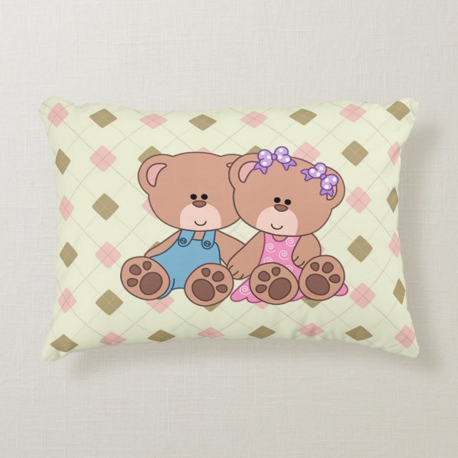 Twin Boy and Girl Bear Decorative Cushion (Front)