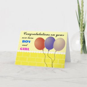 Twin boy and girl Card