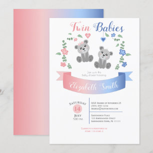 Twin boy and girl Cute's baby shower Invitation