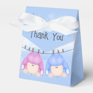 Twin Boy and Girl Hanging On Clothesline Favour Box
