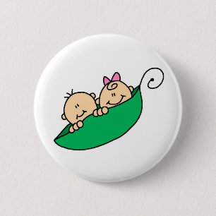 Twin Boy and Girl in Pea Pod 6 Cm Round Badge