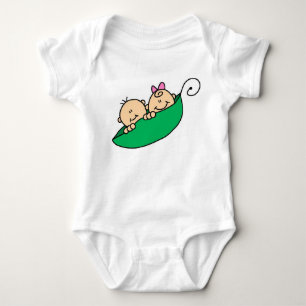 Twin Boy and Girl in Pea Pod Baby Bodysuit