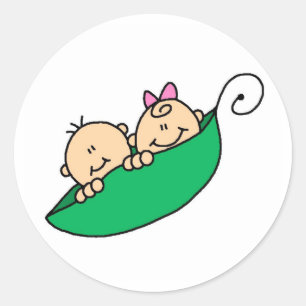 Twin Boy and Girl in Pea Pod Classic Round Sticker