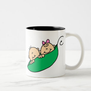 Twin Boy and Girl in Pea Pod Two-Tone Coffee Mug
