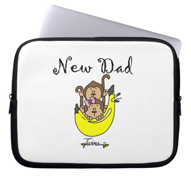Twin Boy and Girl New Dad Gifts Laptop Sleeve (Front)