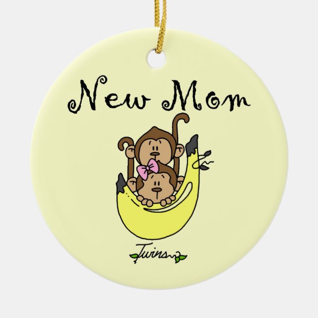 Twin Boy and GIrl New Mum Gifts Ceramic Tree Decoration (Front)