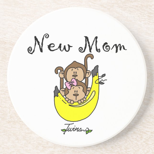 Twin Boy and GIrl New Mum Gifts Coaster (Front)