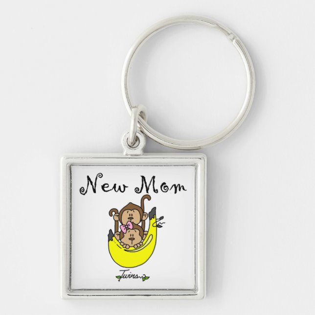 Twin Boy and GIrl New Mum Gifts Key Ring (Front)